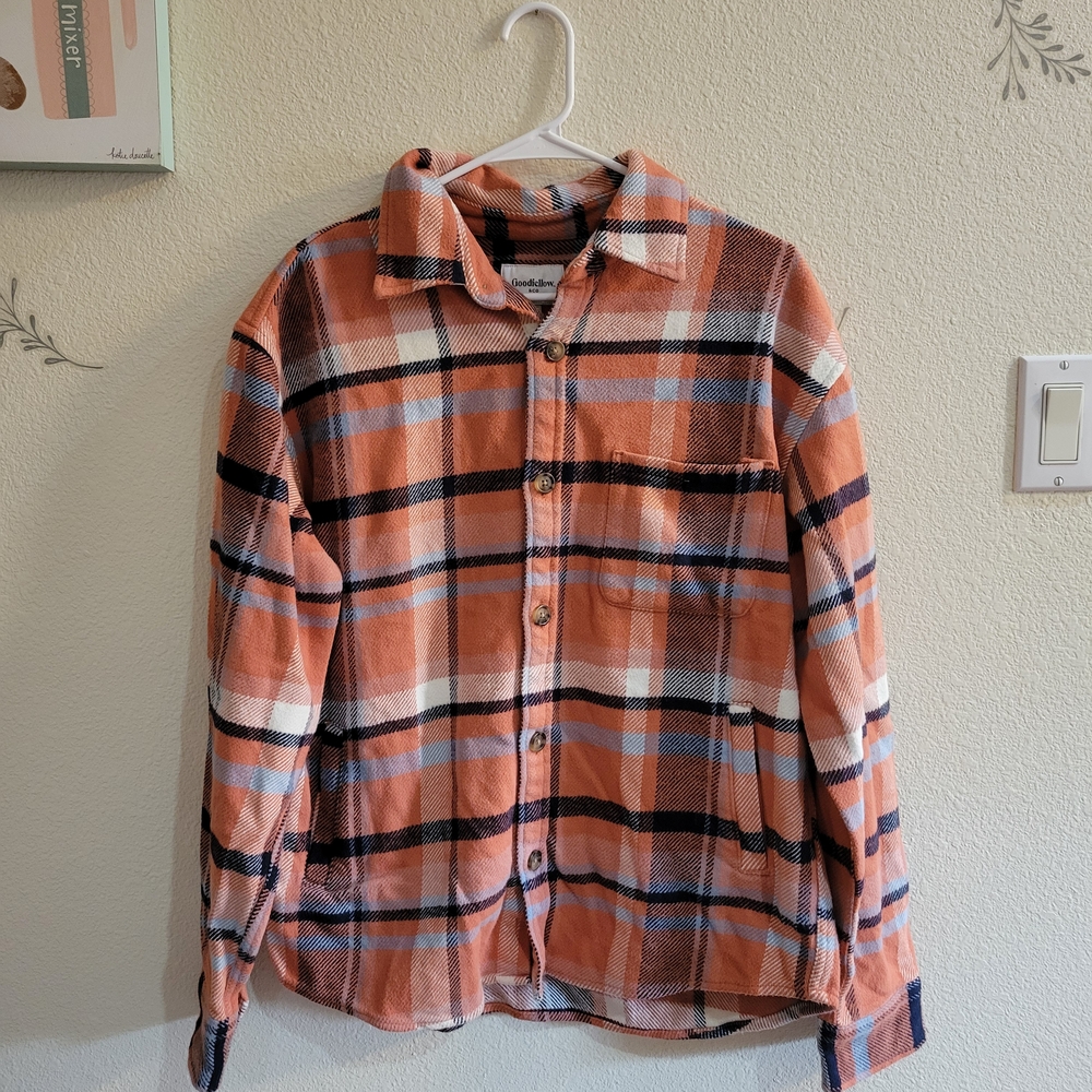 Goodfellow & Co Men's Apricot Phase Plaid Button Down Heavyweight Flannel
